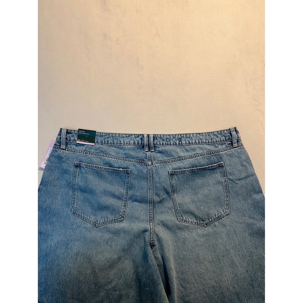 Wild Fable Womens Plus Size 24 Mid Rise Ultra Wide Leg Distressed Jeans Blue NWT - Picture 9 of 10